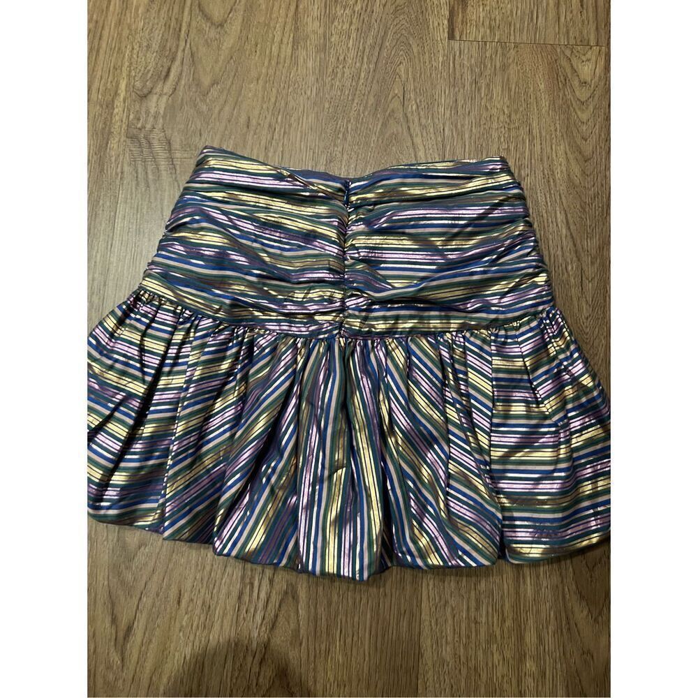 Zara Metallic Striped Balloon Hem Mini Skirt Size: S - Picture 3 of 4
